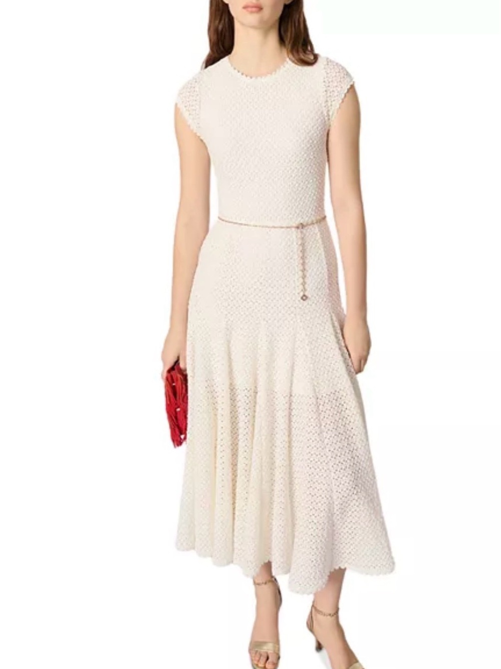 NEW Maje Ricocha open knit dress white size 34 or 2